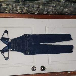 Blue denim overalls